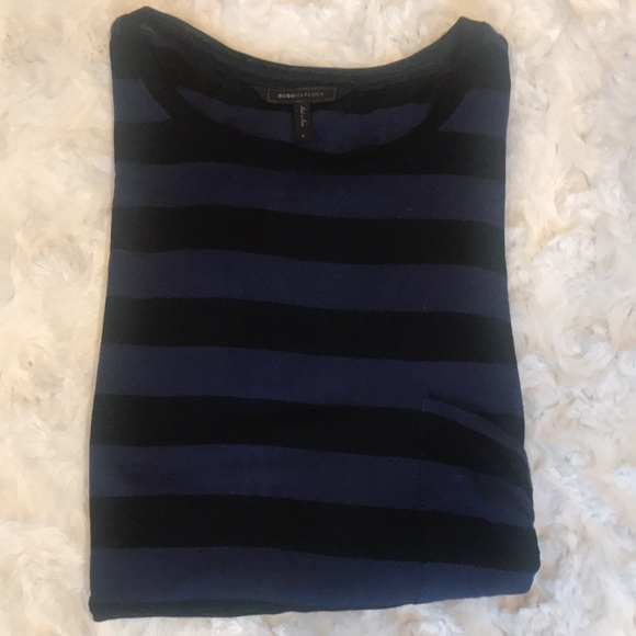 BCBG semi sheer tunic blue and black stripe - Picture 5 of 9